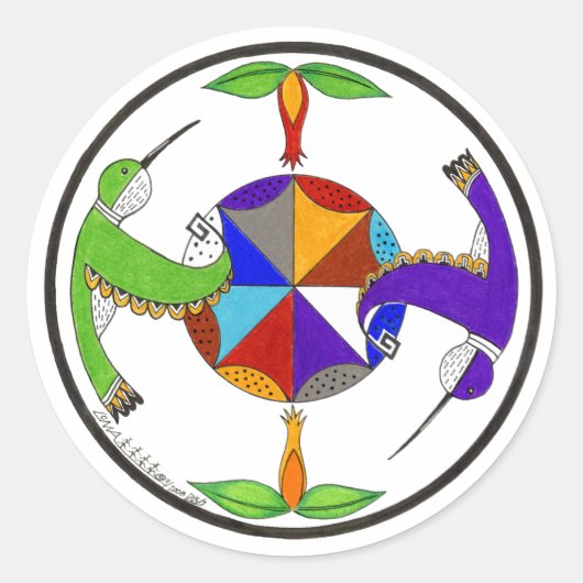 Humingvögel 1 runder aufkleber (Vorderseite)