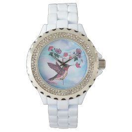 Humingvogel und Blume beobachten Armbanduhr