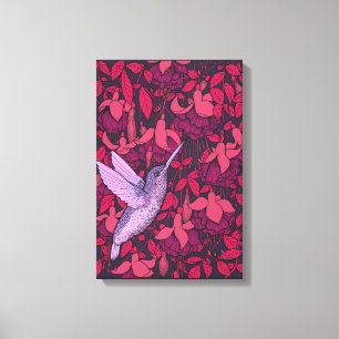 Humingvogel und Fuchsienviolett Leinwanddruck
