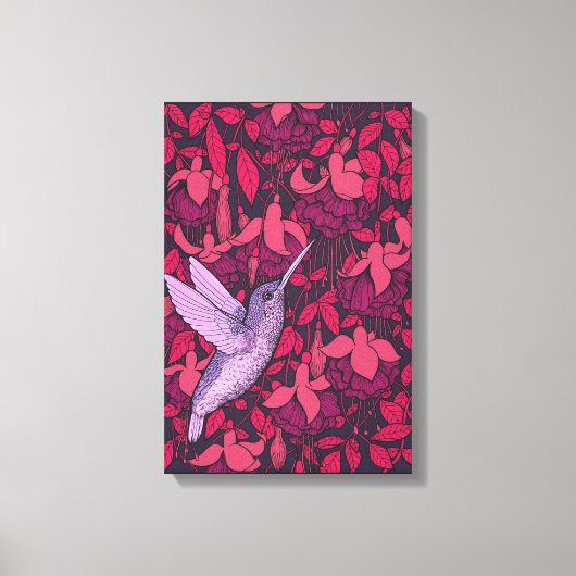 Humingvogel und Fuchsienviolett Leinwanddruck (Vorderseite)