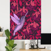 Humingvogel und Fuchsienviolett Poster (Heimbüro)