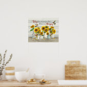 Humingvogel und Sonnenblumen machen es phantastisc Poster (Küche)