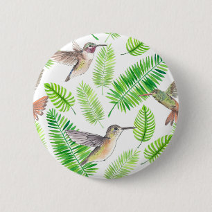Humingvögel und tropische Blätter Button