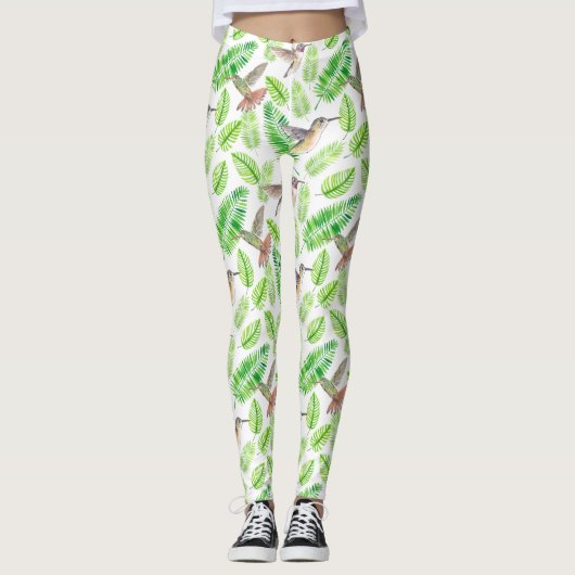 Humingvögel und tropische Blätter Leggings (Vorderseite)