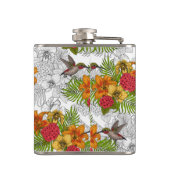 Humingvögel und tropisches Bouquet Flachmann (Rückseite)