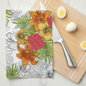 Humingvögel und tropisches Bouquet Geschirrtuch (Viertel Falte)