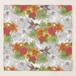 Humingvögel und tropisches Bouquet Schal<br><div class="desc">Handgezeichnete Vektor-Illustration mit verschiedenen Blume und Kolibri</div>