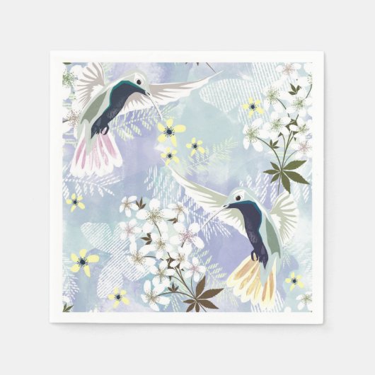 Humingvogel und weiße Blume Serviette (Vorderseite)