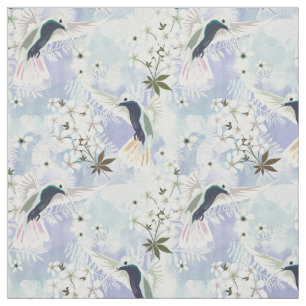 Humingvogel und weiße Blume Stoff