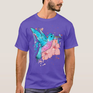 Hummbingbird Wasserfarbe Blume Floral Humminbird B T-Shirt