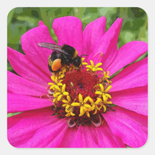 Hummel am Arbeitsplatz Quadratischer Aufkleber