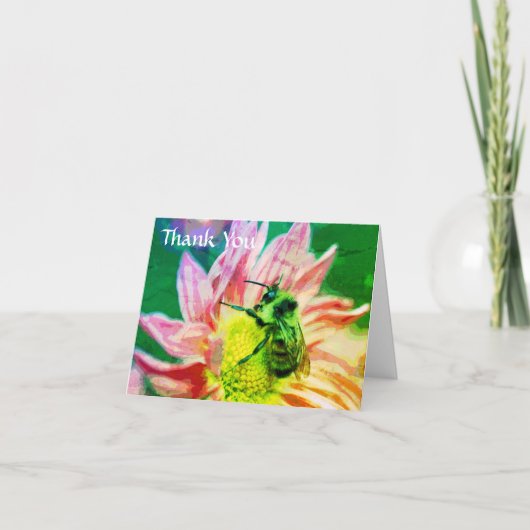 Hummel auf Blume Natur Kunst Danke Karte (Vorderseite)
