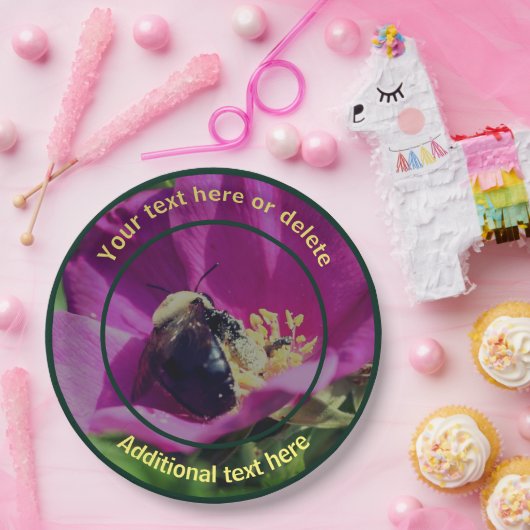 Hummel auf Blume Natur Personalisiertes Party Pappteller (Party)