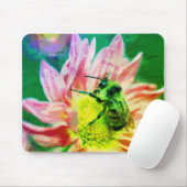 Hummel auf Daisy Blume Abstrakte Kunst Mousepad (Mit Mouse)