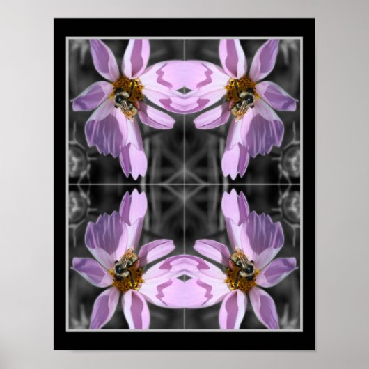 Hummel auf der Blume Kosmos Abstrakt Poster (Vorne)