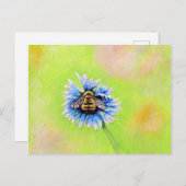 Hummel auf einer Blume Malerei Postkarte (Vorne/Hinten)
