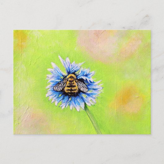 Hummel auf einer Blume Malerei Postkarte (Vorderseite)