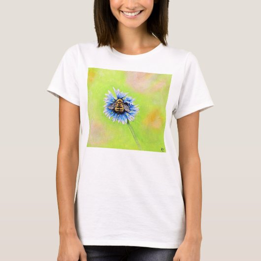 Hummel auf einer Blume Malerei T-Shirt (Vorderseite)