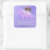 Hummel auf einer rosa Blume-Kerze Quadratischer Aufkleber (Tasche)