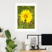 Hummel auf einer Sonnenblume Poster (Heimbüro)