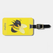 Hummel auf Gelb Gepäckanhänger (Vorderseite horizontal)