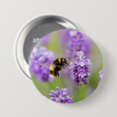 Hummel auf Lavendel Button (Vorne & Hinten)