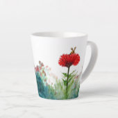 Hummel auf Red Zinnia Small Latte Tasse (Rechte Ecke)