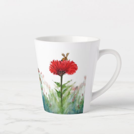 Hummel auf Red Zinnia Small Latte Tasse (Rechts)