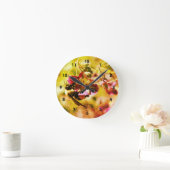 Hummel auf rosa Blume Abstrakt gestört Runde Wanduhr (Zuhause)