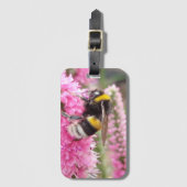 Hummel auf rosa Blüten Gepäckanhänger (Vorderseite Vertikal)