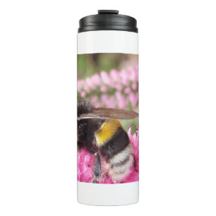 Hummel auf rosa Blüten Thermosbecher