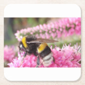 Hummel auf rosa Blüten Untersetzer (Vorderseite)