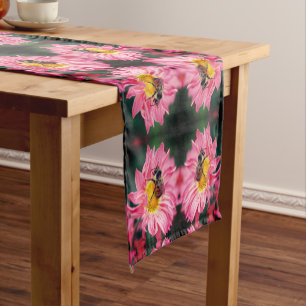 Hummel auf rosa Daisy Blume Abstrakt Kurzer Tischläufer