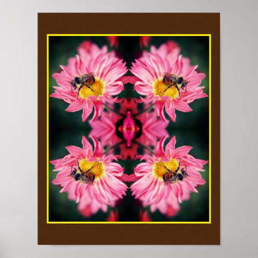 Hummel auf rosa Daisy Blume Abstrakt Poster (Vorne)