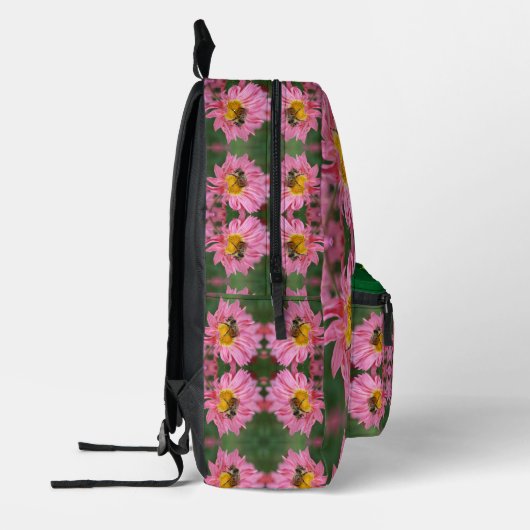 Hummel auf rosa Daisy Blume Personalisiert Bedruckter Rucksack (Links)