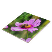 Hummel auf rosa Kosmos Fliese (Seite)