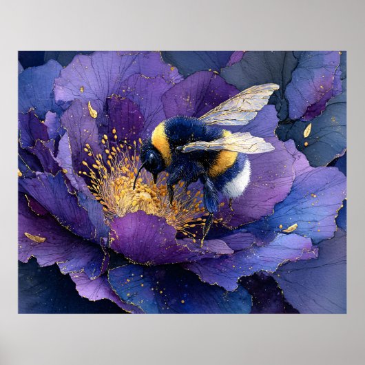 Hummel auf violetter Blume Poster (Vorne)