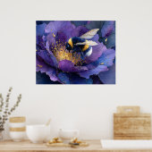 Hummel auf violetter Blume Poster (Küche)