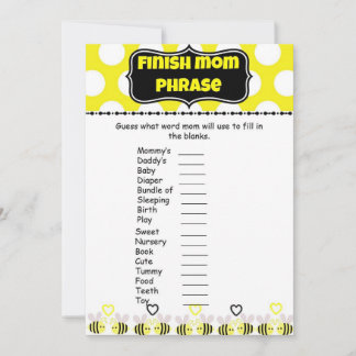 Hummel Bee Finish Mommy's Phrasen Baby Shower Game