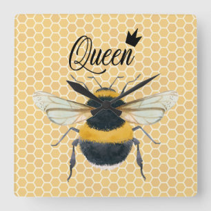 Hummel Bee Honeybee Queen Bee Quadratische Wanduhr