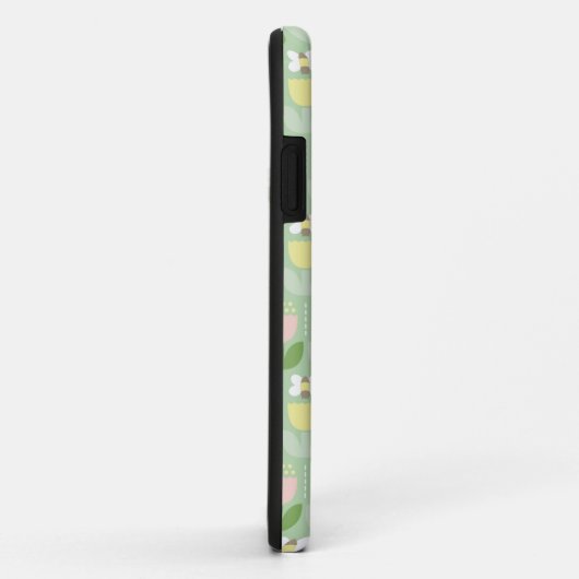 Hummel Bee & Tulips rosa & grüne Monogramm Case-Mate iPhone Hülle (Hinten/Rechts)