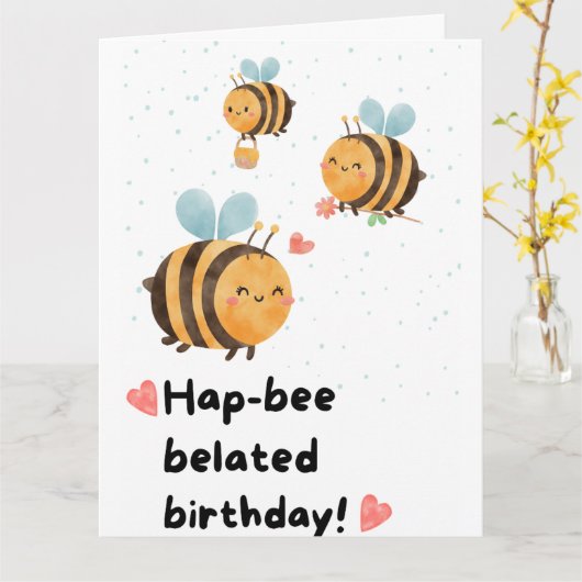 Hummel Belated Geburtstag Karte (Gelbe Blume)