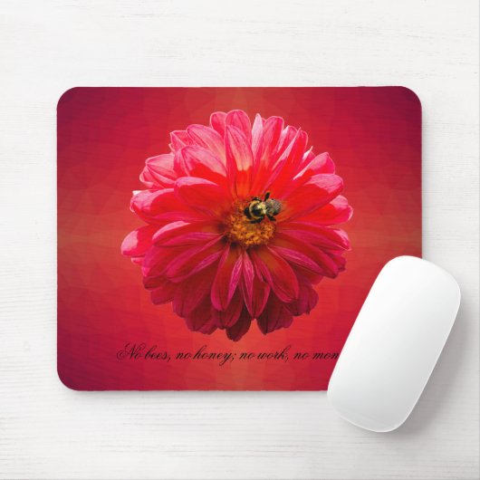 Hummel-Biene auf roter Dahlie-Mausunterlage Mousepad (Mit Mouse)