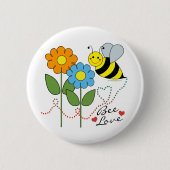 Hummel Biene mit Blume Bier Liebe Button (Vorderseite)