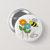 Hummel Biene mit Blume Bier Liebe Button (Vorne & Hinten)