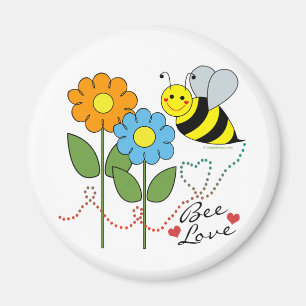 Hummel Biene mit Blume Bier Liebe Magnet