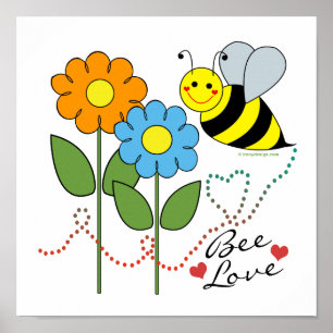 Hummel Biene mit Blume Bier Liebe Poster