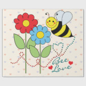 Hummel-Biene mit Blumen-Bienen-Liebe-Blättern Geschenkpapier (Flach)