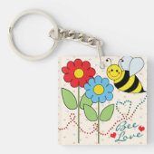 Hummel-Biene mit Blumen-Bienen-Liebe Schlüsselanhänger (Vorderseite)