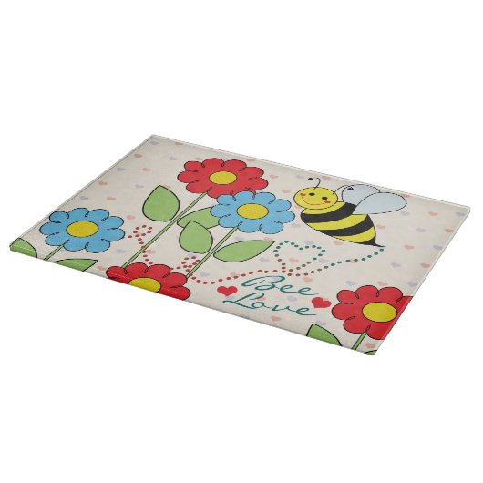 Hummel-Biene mit Blumen-Bienen-Liebe Schneidebrett (Ecke)